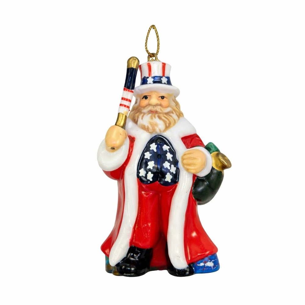 Enchanted Forest 3.5 Inch Porcelain American Santa Ornament ZMDC2603 New